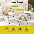 Gardeon 3PC Outdoor Bistro Set Grey Table Chairs Cushion Patio