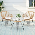 Gardeon 3PC Outdoor Bistro Set Grey Table Chairs Cushion Patio