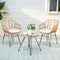 Gardeon 3PC Outdoor Bistro Set Grey Table Chairs Cushion Patio