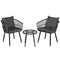 Gardeon 3PC Outdoor Bistro Set Grey Patio Table Chairs Lounge