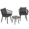 Gardeon 3PC Outdoor Bistro Set Grey Patio Table Chairs Lounge