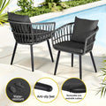 Gardeon 3PC Outdoor Bistro Set Grey Patio Table Chairs Lounge