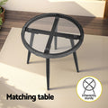 Gardeon 3PC Outdoor Bistro Set Grey Patio Table Chairs Lounge