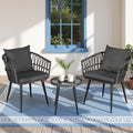 Gardeon 3PC Outdoor Bistro Set Grey Patio Table Chairs Lounge