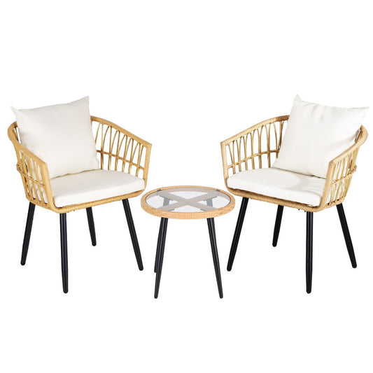 Gardeon 3PC Outdoor Bistro Set Patio Table Chairs Natural Wood