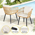 Gardeon 3PC Outdoor Bistro Set Patio Table Chairs Natural Wood
