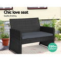 Gardeon 4 PCS Outdoor Sofa Set Storage Rattan Chair Black Furniture