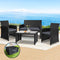 Gardeon 4 PCS Outdoor Sofa Set Storage Rattan Chair Black Furniture