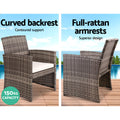 Gardeon 4 Seater Outdoor Rattan Sofa Set Storage Cover Grey