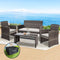 Gardeon 4 Seater Outdoor Rattan Sofa Set Storage Cover Grey
