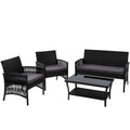 Gardeon 4PC Outdoor Wicker Sofa Set Black Garden Furniture