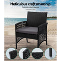Gardeon 4PC Outdoor Wicker Sofa Set Black Garden Furniture