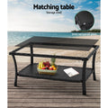 Gardeon 4PC Outdoor Wicker Sofa Set Black Garden Furniture