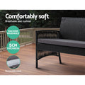 Gardeon 4PC Outdoor Wicker Sofa Set Black Garden Furniture