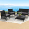 Gardeon 4PC Outdoor Wicker Sofa Set Black Garden Furniture