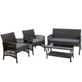 Gardeon 4PC Outdoor Wicker Sofa Set Grey Garden Furniture