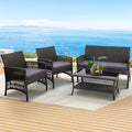 Gardeon 4PC Outdoor Wicker Sofa Set Grey Garden Furniture