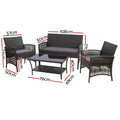 Gardeon 4PC Outdoor Wicker Sofa Set Grey Storage Cover