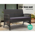 Gardeon 4PC Outdoor Wicker Sofa Set Grey Storage Cover