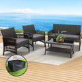 Gardeon 4PC Outdoor Wicker Sofa Set Grey Storage Cover