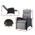 Gardeon Outdoor Recliner Chair Wicker Sun Lounge Black Adjustable