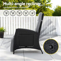 Gardeon Outdoor Recliner Chair Wicker Sun Lounge Black Adjustable