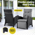 Gardeon Outdoor Recliner Chair Wicker Sun Lounge Black Adjustable