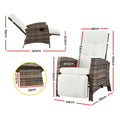 Gardeon Wicker Sun Lounge Recliner Chair Brown Adjustable Patio