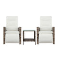 Gardeon 3PC Outdoor Bistro Set Recliner Chairs Table Sun lounge Patio Furniture Wicker Adjustable