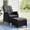Gardeon Wicker Recliner Sun Lounge Chair Outdoor Adjustable Black