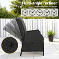 Gardeon Wicker Recliner Sun Lounge Chair Outdoor Adjustable Black