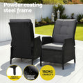 Gardeon Wicker Recliner Sun Lounge Chair Outdoor Adjustable Black