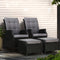 Gardeon 2PC Recliner Wicker Sun Lounge Chair Outdoor Adjustable Black