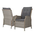 Gardeon Wicker Recliner Sun Lounge Chair Outdoor Patio Adjustable Grey