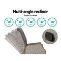 Gardeon Wicker Recliner Sun Lounge Chair Outdoor Patio Adjustable Grey