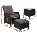 Gardeon 5PC Wicker Outdoor Lounge Set Recliner Chairs Table Black
