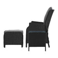 Gardeon 5PC Wicker Outdoor Lounge Set Recliner Chairs Table Black