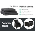 Gardeon 5PC Wicker Outdoor Lounge Set Recliner Chairs Table Black