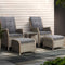 Gardeon 5PC Wicker Outdoor Lounge Set Grey Recliner Chairs Table