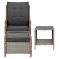 Gardeon 5PC Wicker Outdoor Lounge Set Grey Recliner Chairs Table