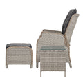 Gardeon 5PC Wicker Outdoor Lounge Set Grey Recliner Chairs Table