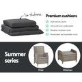 Gardeon 5PC Wicker Outdoor Lounge Set Grey Recliner Chairs Table
