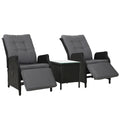 Gardeon 3PC Recliner Chairs Table Wicker Outdoor Lounge Black