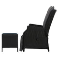 Gardeon 3PC Recliner Chairs Table Wicker Outdoor Lounge Black