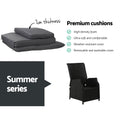 Gardeon 3PC Recliner Chairs Table Wicker Outdoor Lounge Black