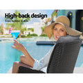 Gardeon 3PC Recliner Chairs Table Wicker Outdoor Lounge Black