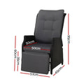 Gardeon Wicker Recliner Sun Lounge Chair Outdoor Patio Adjustable Black