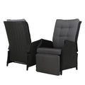 Gardeon Wicker Recliner Sun Lounge Chair Outdoor Patio Adjustable Black