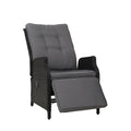 Gardeon Wicker Recliner Sun Lounge Chair Outdoor Patio Adjustable Black