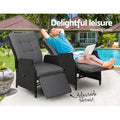Gardeon 2PC Wicker Recliner Sun Lounge Chairs Outdoor Adjustable Black